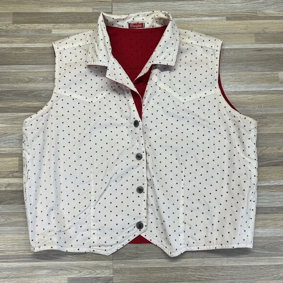 Vintage Wrangler Women’s Reversible Vest Red White Stars Fourth July Sz M - M197 - Picture 12 of 16